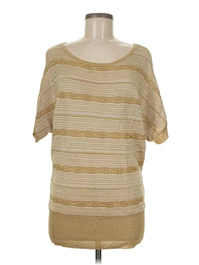 Pre-owned Luisa Spagnoli Short Sleeve Top Gold Boatneck Tops
