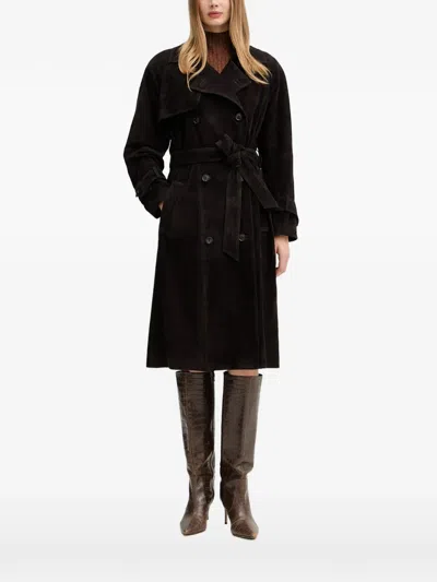 Luisa Spagnoli Silice Belted Double-breasted Coat In Black