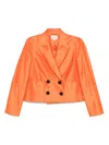 Luisa Spagnoli Silk Double-breasted Blazer