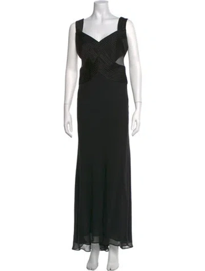 Pre-owned Luisa Spagnoli Silk Long Dress In Black