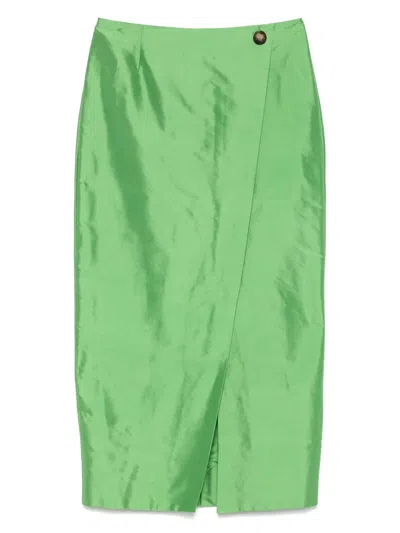 Luisa Spagnoli Silk Pencil Skirt In Green