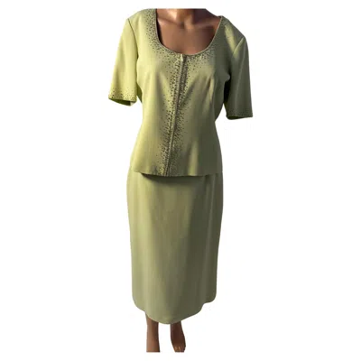 Pre-owned Luisa Spagnoli Silk Pistachio Green Embellished Set En 44