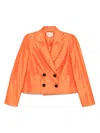 Luisa Spagnoli Silk Double-breasted Blazer
