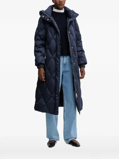 Luisa Spagnoli Soiano Diamond-quilted Hooded Coat In Blue