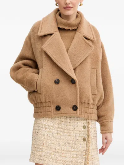 Luisa Spagnoli Stornello Button Double-breasted Coat In Neutral