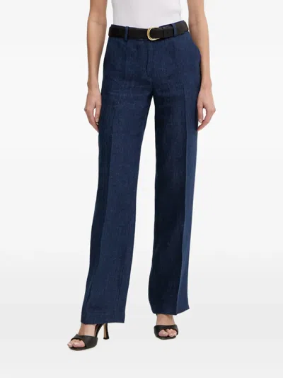 Luisa Spagnoli Straight-leg Pressed-crease Trousers In Blue