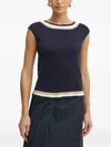 Luisa Spagnoli Stripe-trimmed Top In Blue