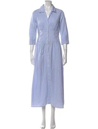Pre-owned Luisa Spagnoli Striped Long Dress In Blue