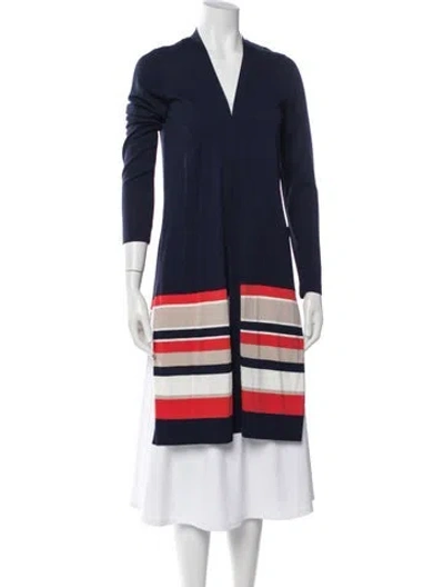 Pre-owned Luisa Spagnoli Striped V-neck Sweater In Blue