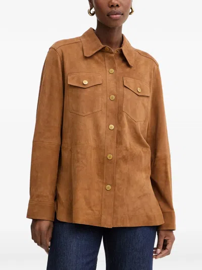 Luisa Spagnoli Suede Button-up Shirt In Brown