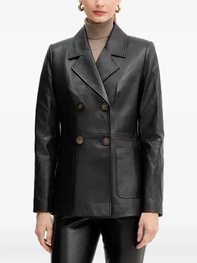 Luisa Spagnoli Supernova Double-breasted Blazer In Black