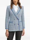 Luisa Spagnoli Tweed Double-breasted Blazer In Blue