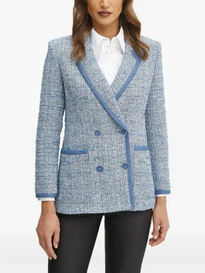 Luisa Spagnoli Tweed Double-breasted Blazer In Blue