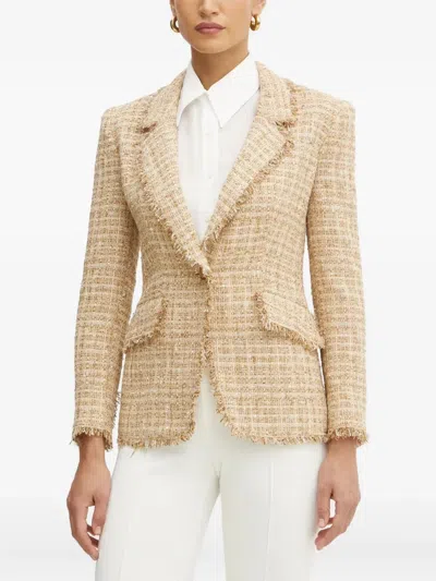 Luisa Spagnoli Tweed Frayed-edge Jacket In Neutral