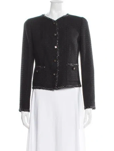 Pre-owned Luisa Spagnoli Tweed Pattern Blazer In Black
