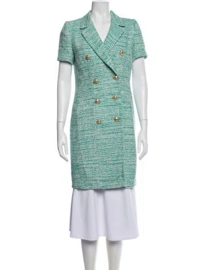 Pre-owned Luisa Spagnoli Tweed Pattern Coat In Blue