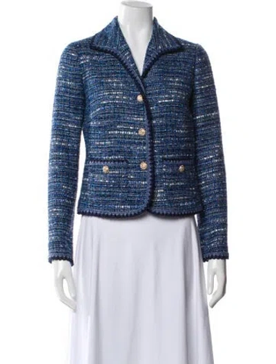 Pre-owned Luisa Spagnoli Tweed Pattern Evening Jacket In Blue