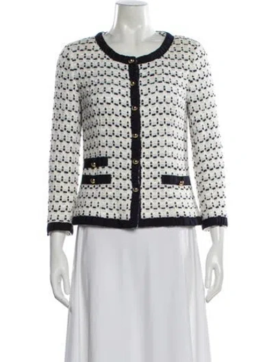 Pre-owned Luisa Spagnoli Tweed Pattern Evening Jacket In White
