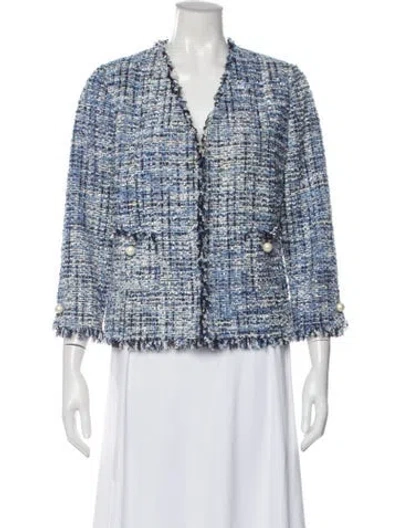 Pre-owned Luisa Spagnoli Tweed Pattern Jacket In Blue
