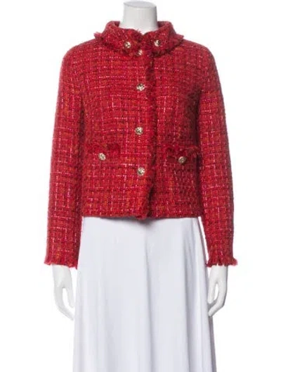 Pre-owned Luisa Spagnoli Tweed Pattern Jacket In Red