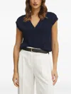 Luisa Spagnoli V-neck Ribbed Vest In Blue