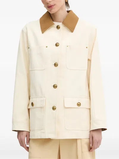 Luisa Spagnoli Validita Contrast-collar Patch-pocket Jacket In Neutral