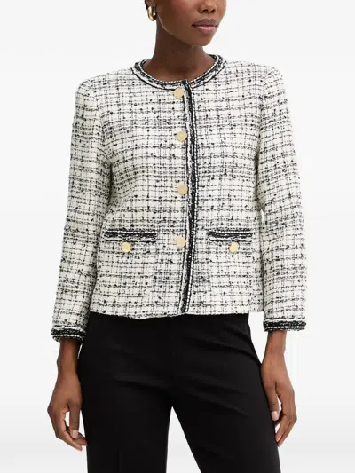 Luisa Spagnoli Vibio Tweed Button-up Jacket In Nude