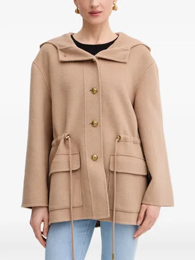 Luisa Spagnoli Vicinato Hooded Drawstring Coat In Neutral