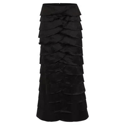 Pre-owned Luisa Spagnoli Vintage 1990's  Black Maxi Ruffled Skirt
