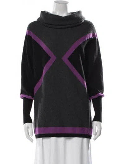 Pre-owned Luisa Spagnoli Virgin Wool Colorblock Pattern Sweater In Black