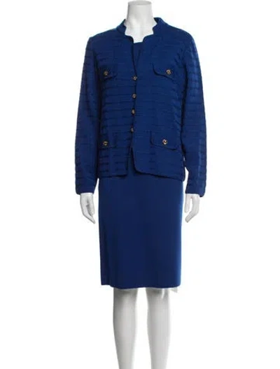 Pre-owned Luisa Spagnoli Virgin Wool Dress Set W/ Tags In Blue