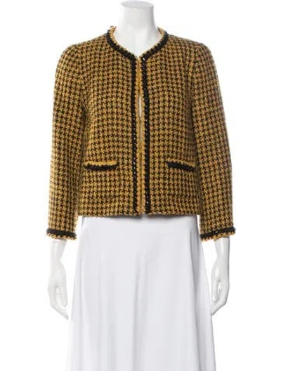 Pre-owned Luisa Spagnoli Virgin Wool Houndstooth Print Jacket In Multicolor
