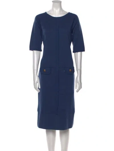 Pre-owned Luisa Spagnoli Virgin Wool Midi Length Dress In Blue