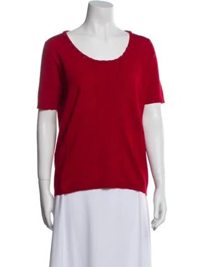 Pre-owned Luisa Spagnoli Virgin Wool Scoop Neck Sweater In Red