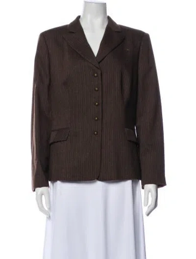 Pre-owned Luisa Spagnoli Virgin Wool Striped Blazer In Brown