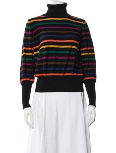 Pre-owned Luisa Spagnoli Virgin Wool Striped Sweater In Black