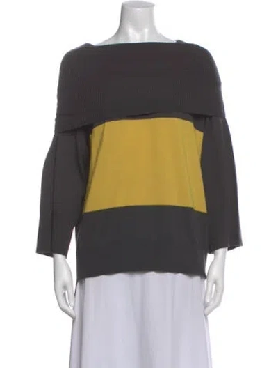 Pre-owned Luisa Spagnoli Virgin Wool Striped Sweater In Gray