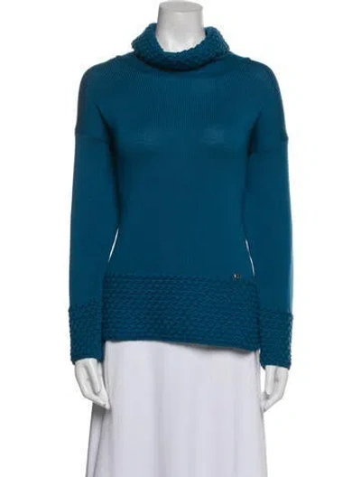 Pre-owned Luisa Spagnoli Virgin Wool Turtleneck Sweater In Blue
