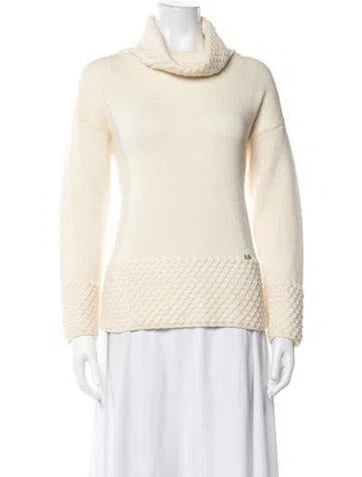 Pre-owned Luisa Spagnoli Virgin Wool Turtleneck Sweater In Neutrals