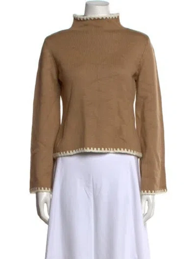 Pre-owned Luisa Spagnoli Virgin Wool Turtleneck Sweater In Neutrals