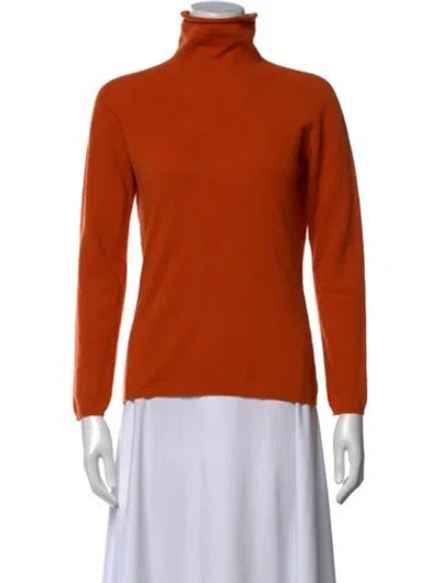 Pre-owned Luisa Spagnoli Virgin Wool Turtleneck Sweater In Orange