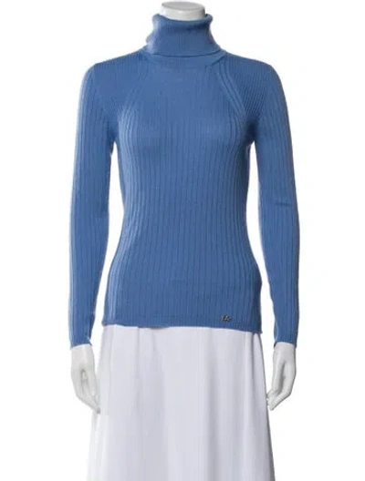 Pre-owned Luisa Spagnoli Virgin Wool Turtleneck Sweater W/ Tags In Blue