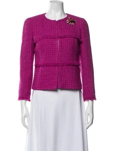 Pre-owned Luisa Spagnoli Virgin Wool Tweed Pattern Blazer In Purple