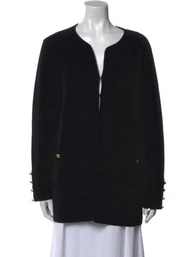 Pre-owned Luisa Spagnoli Virgin Wool V-neck Sweater In Black