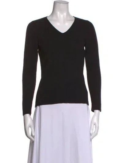 Pre-owned Luisa Spagnoli Virgin Wool V-neck Sweater In Black