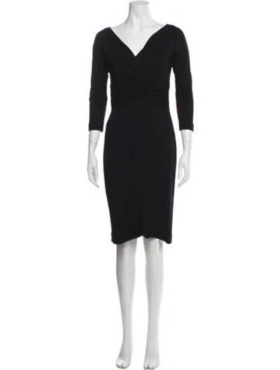 Pre-owned Luisa Spagnoli V-neck Knee-length Dress In Black