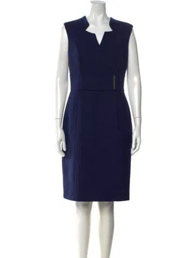 Pre-owned Luisa Spagnoli V-neck Knee-length Dress In Blue