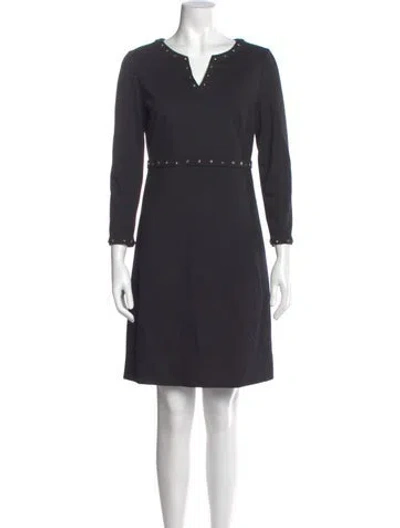 Pre-owned Luisa Spagnoli V-neck Mini Dress In Gray