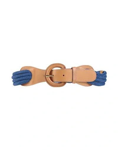 Luisa Spagnoli Woman Belt Bright Blue Size Onesize Leather, Textile Fibers In Multi