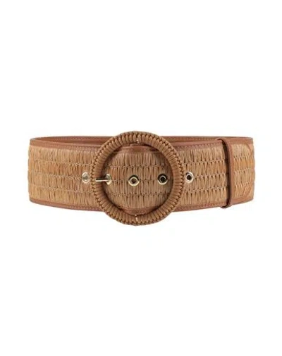 Luisa Spagnoli Woman Belt Camel Size M Natural Raffia In Brown